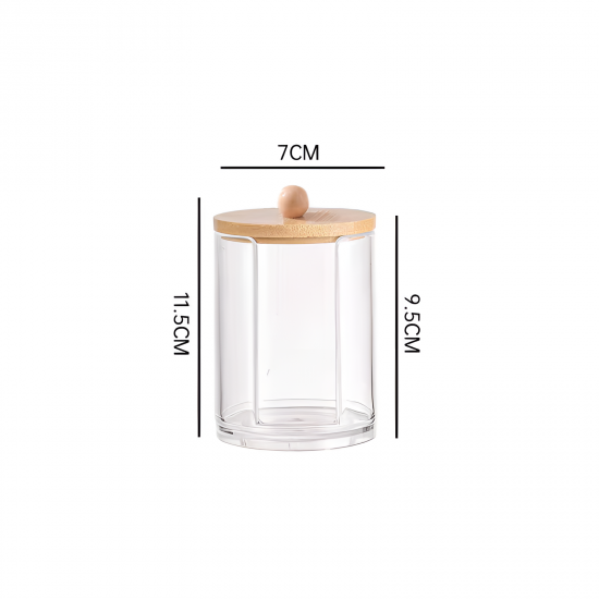 Small Acrylic Cotton Organizer With Wooden Cover